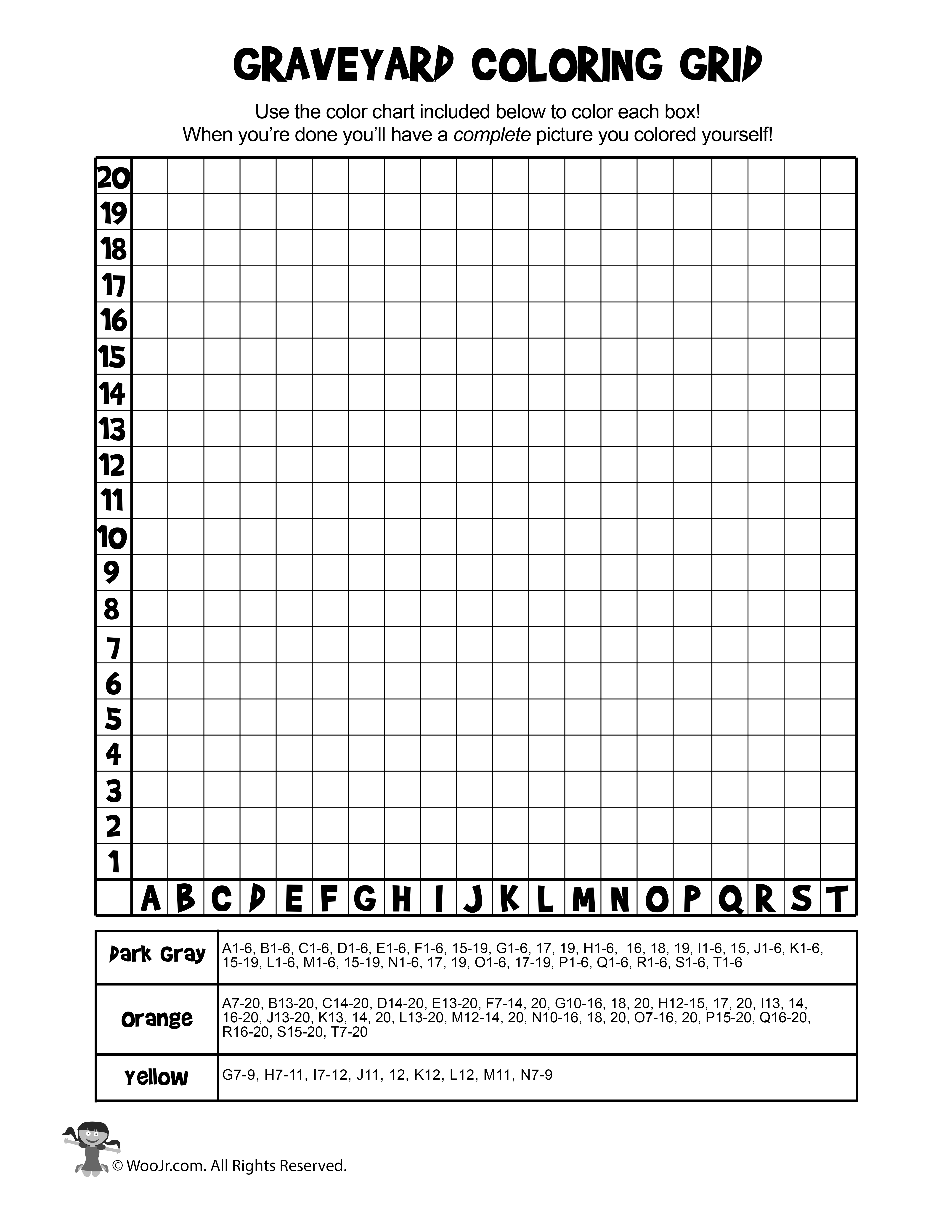 Halloween Mystery Pictures Grid Coloring Pages | Woo! Jr. Kids ...