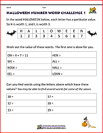 Free Halloween Math Worksheets