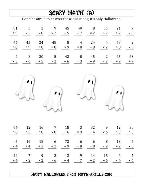 Scary Multiplication and Division (1-Digit) (A)