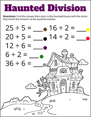 halloween math worksheet division