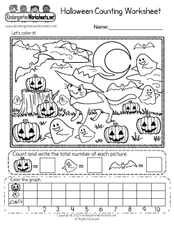 halloween math worksheet for kindergarten