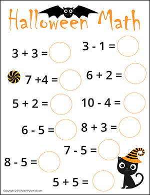 halloween math worksheet for kindergarten
