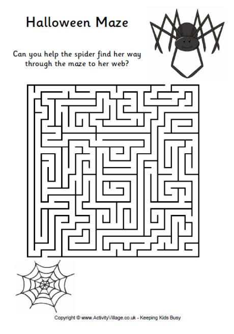 halloween mazes printable difficult