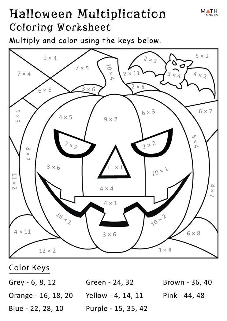 halloween multiplication worksheet 4th grade