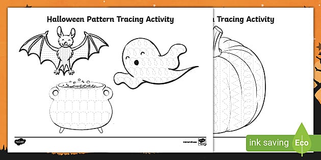 Halloween Pattern Tracing Activity (teacher made) - Twinkl