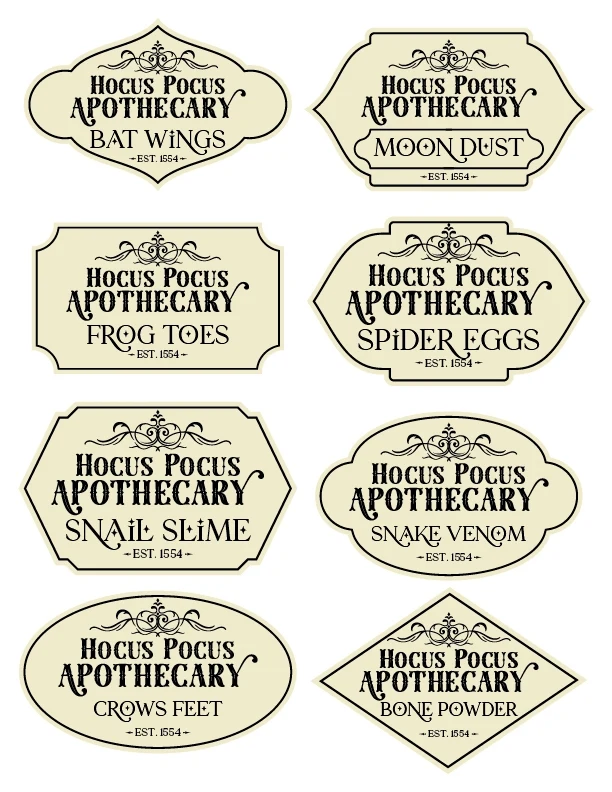 FREE Party Apothecary Halloween Labels