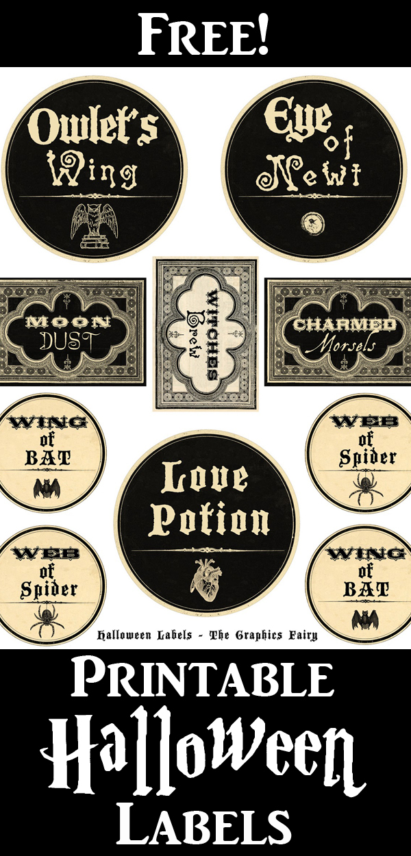 Free Printable Halloween Labels - Potions - The Graphics Fairy