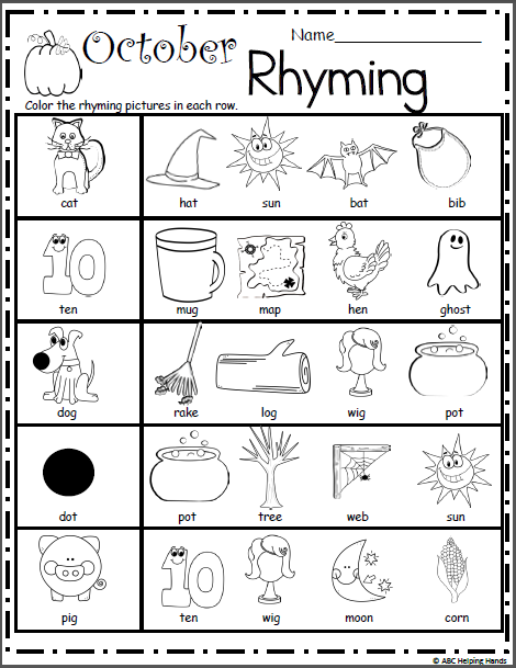 halloween rhyming worksheet