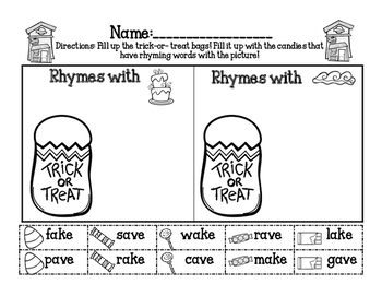 halloween rhyming worksheet