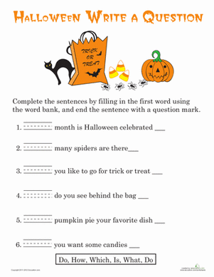 Writing Questions: Halloween | Worksheet 