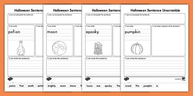 halloween sentences worksheet