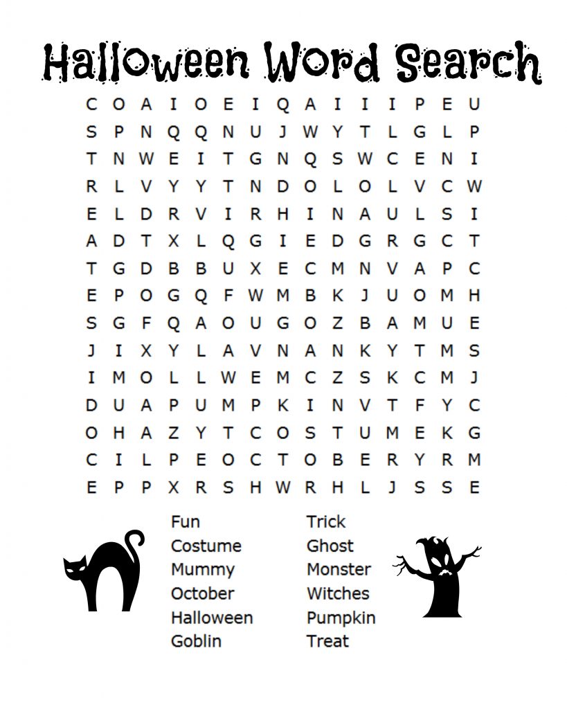 halloween word search worksheet
