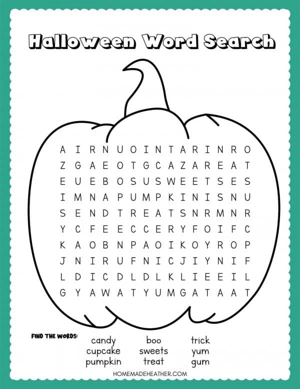 halloween word search worksheet