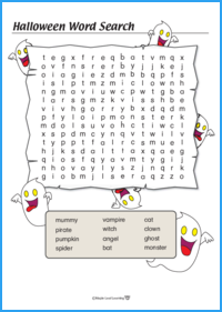 halloween word search worksheet