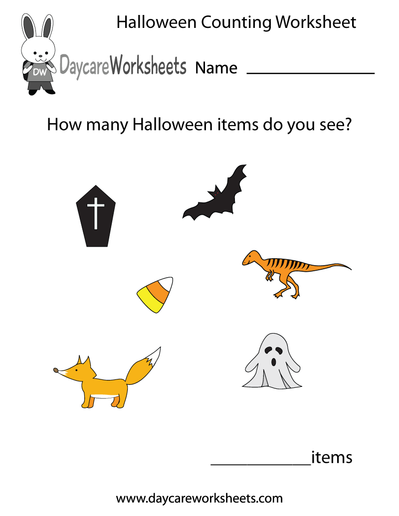 Free Preschool Halloween Counting Worksheet