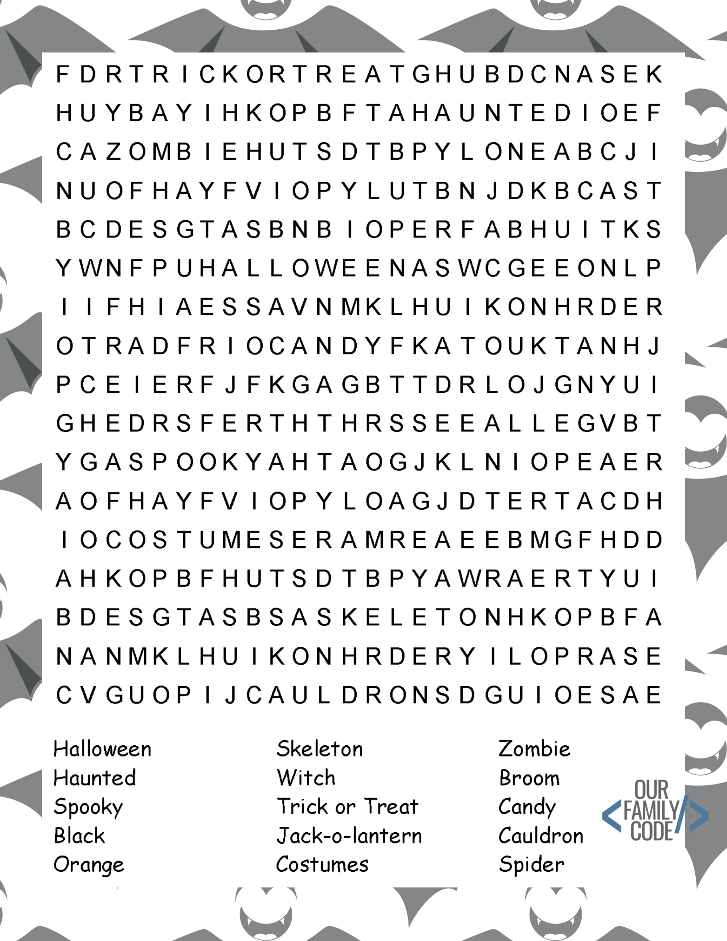 Free Halloween Worksheets for Kids! - Our Family Code
