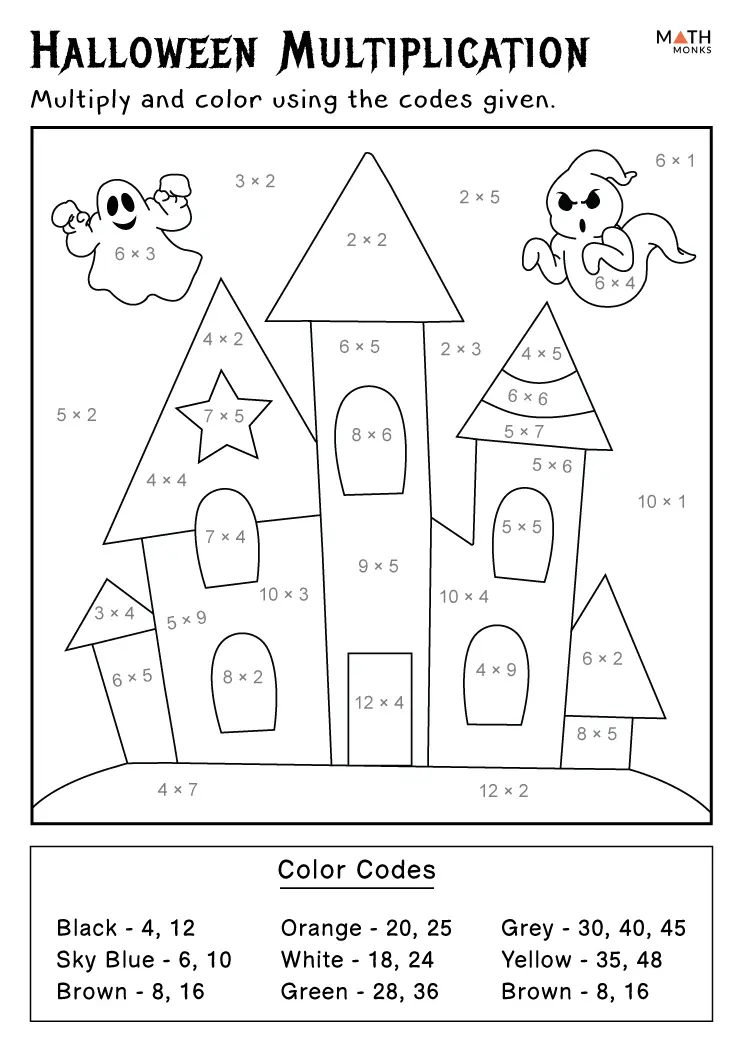 Halloween Multiplication Worksheets - Math Monks
