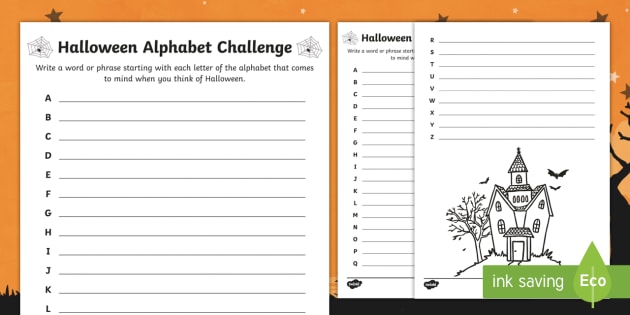 Halloween Alphabet Challenge Writing Worksheet / Worksheet