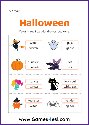 haloween worksheet