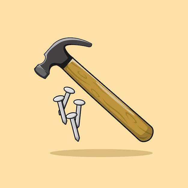 Hammer And Nails Over A Wood Panel With Space For Text In Dark ...