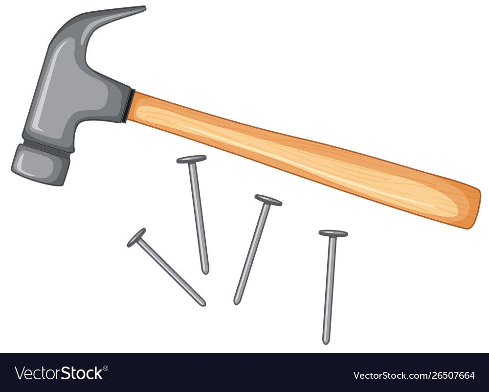 Hammer and nails isolated Royalty Free Vector Image