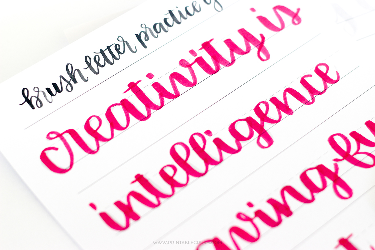 Brush Lettering Practice Sheet from Random Olive - Printable Crush