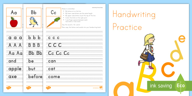 ABC Practice Print Handwriting Worksheets Booklet - ELA