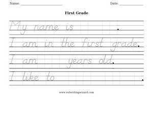 First Grade Handwriting Worksheet Worksheet for 1st Grade | Lesson ...