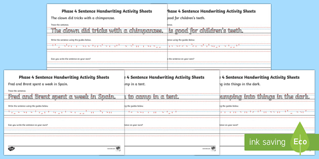 handwriting practice sentence worksheet