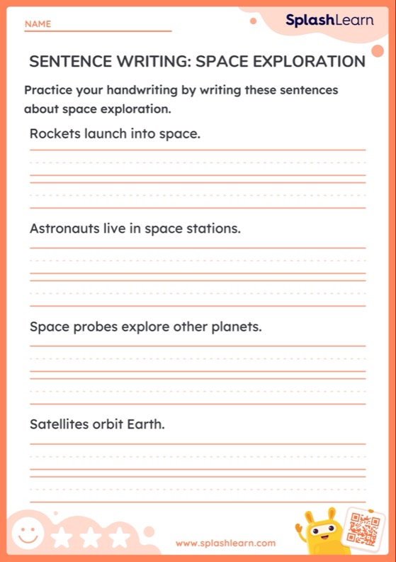 Sentence Writing: Space Exploration — Printable ELA Worksheet
