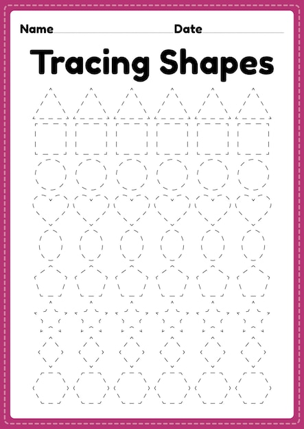 Premium Vector | Tracing shapes worksheet for kindergarten and ...