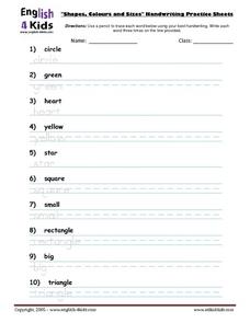 handwriting practice worksheet for 3rd grade