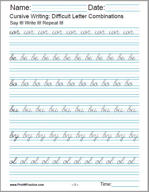 handwriting practice worksheet for 3rd grade