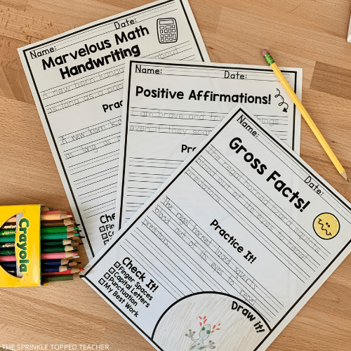handwriting worksheet 1st grade