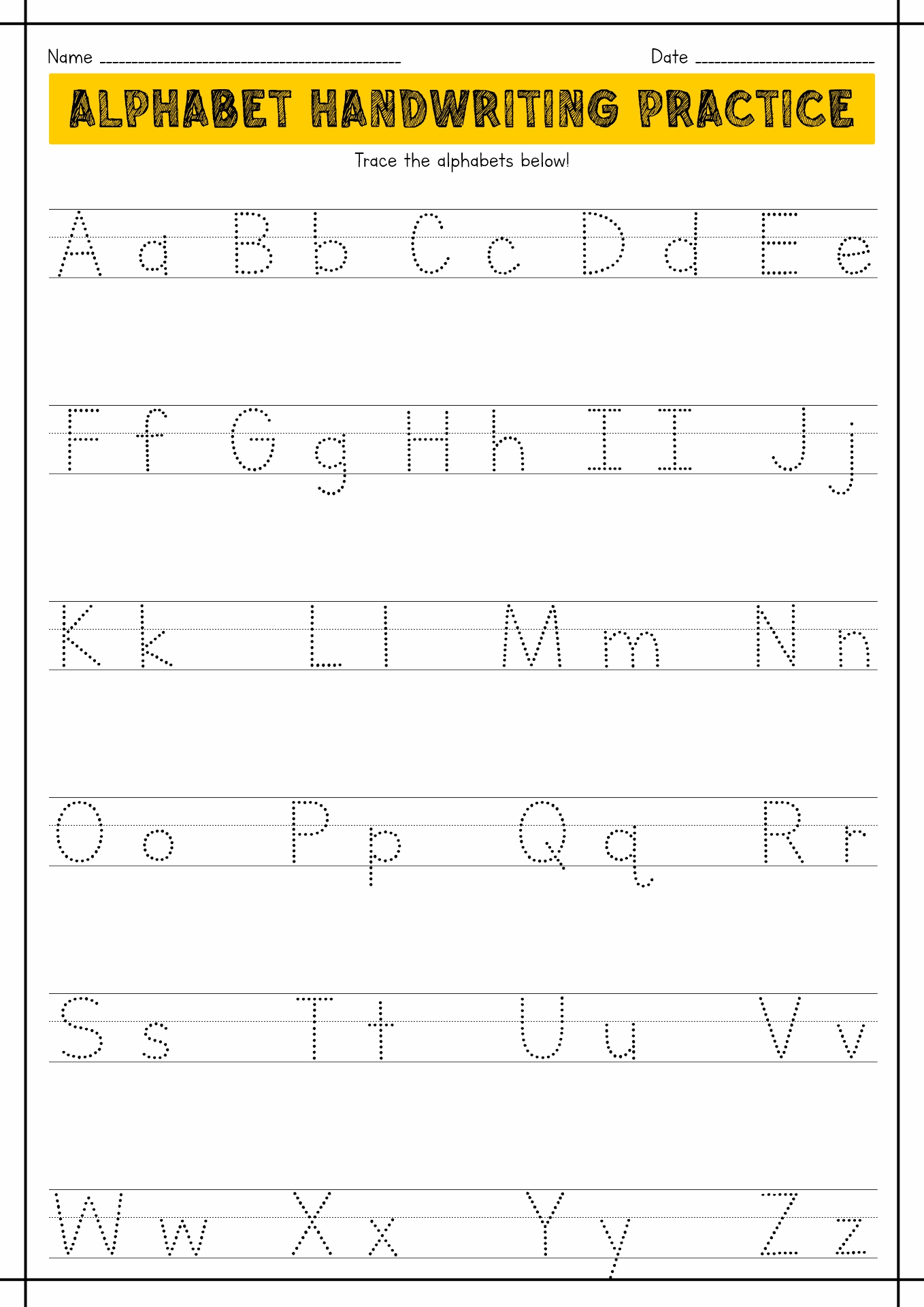 handwriting worksheet for preschool