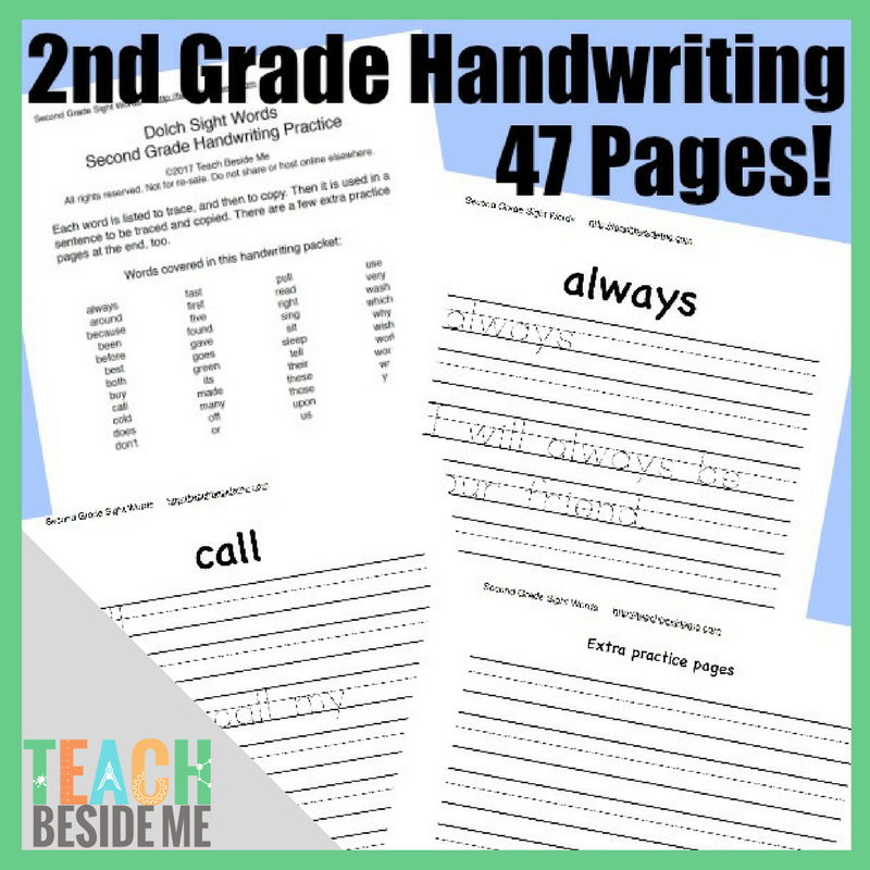 handwriting worksheet for second grade