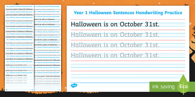 Halloween Handwriting Practice | First and Second Class