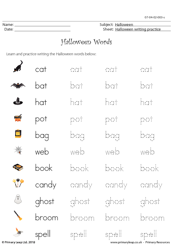 handwriting worksheet halloween