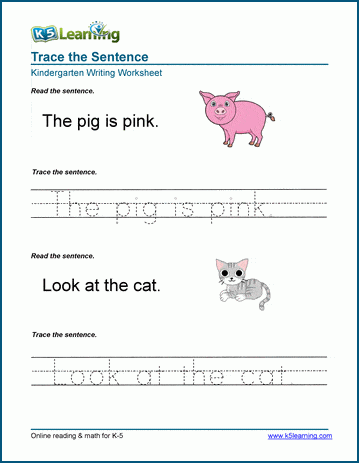 Tracing sentences worksheets for preschool and kindergarten | Worsheets library...