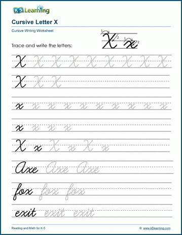 Cursive writing: Letter X worksheets | Worsheets library