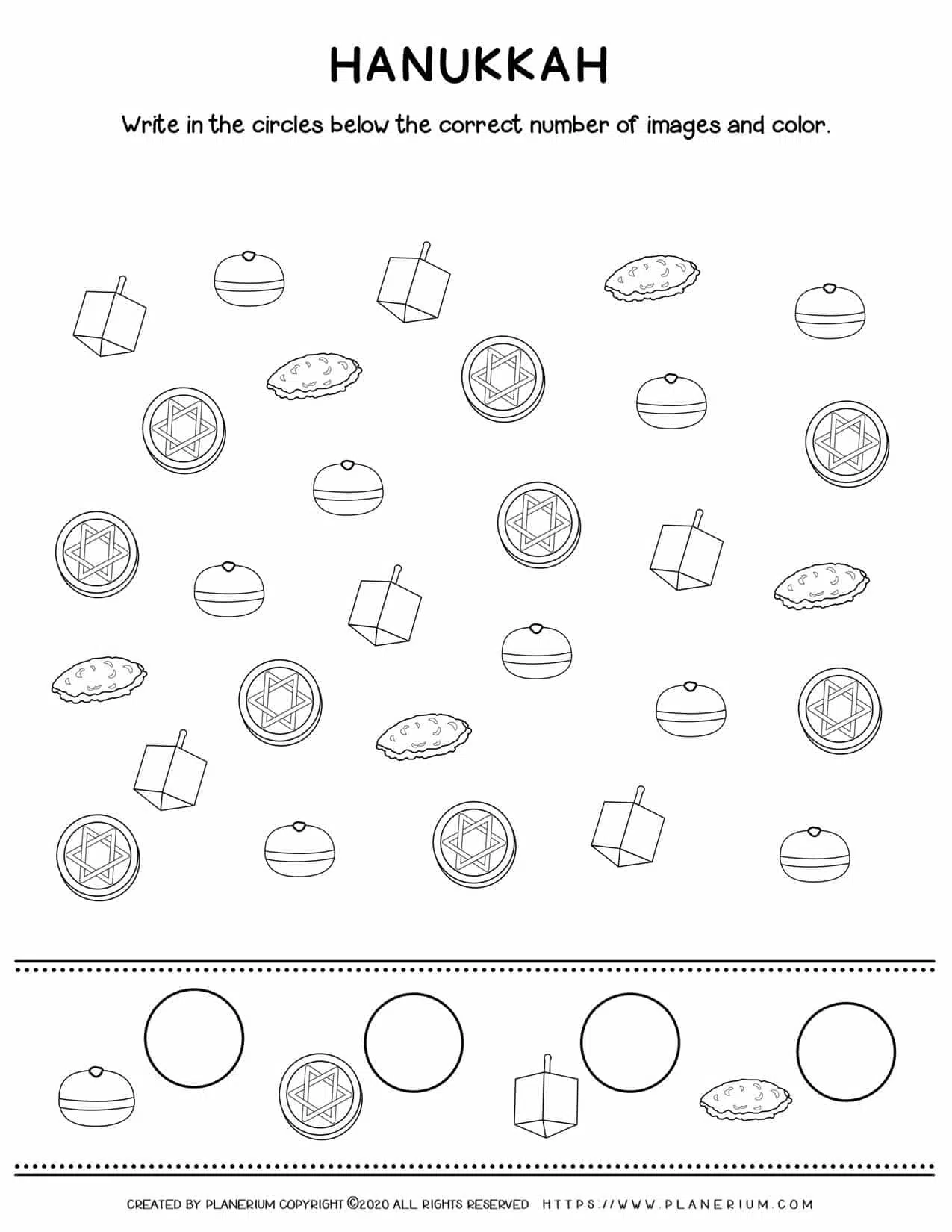 Counting Objects of Hanukkah - FREE Printable | Planerium