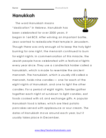 Hanukkah Worksheets