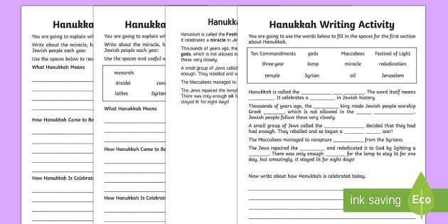 hanukkah worksheet