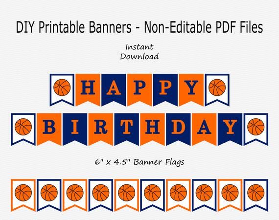 happy birthday banner basketball printable
