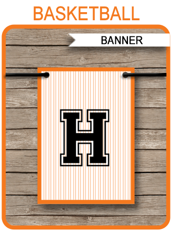 Basketball Party Banner template - black/orange
