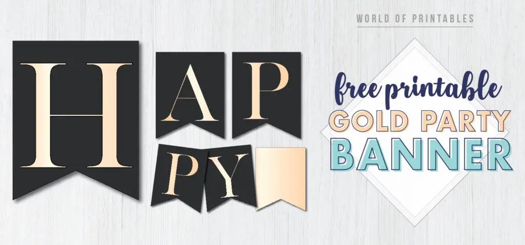 happy birthday banner printable gold