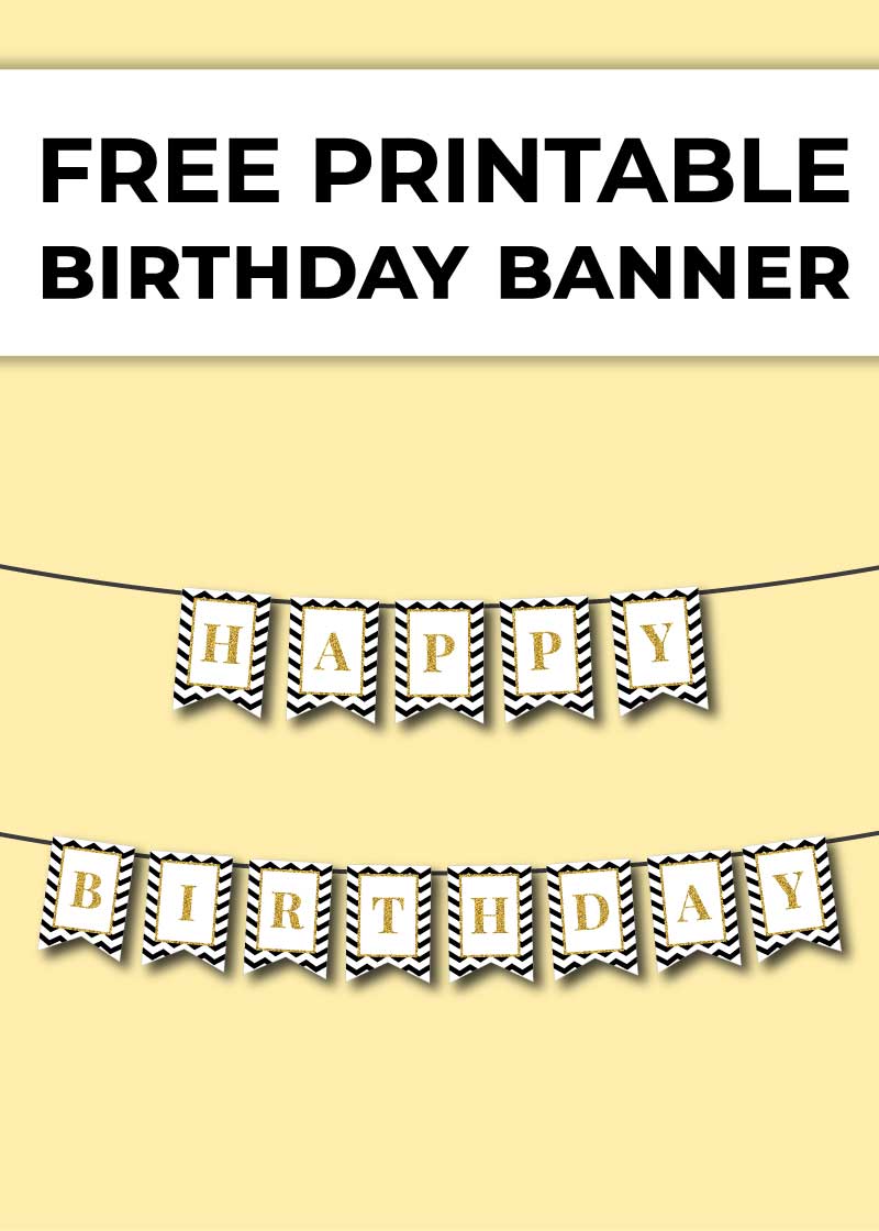 happy birthday banner printable gold
