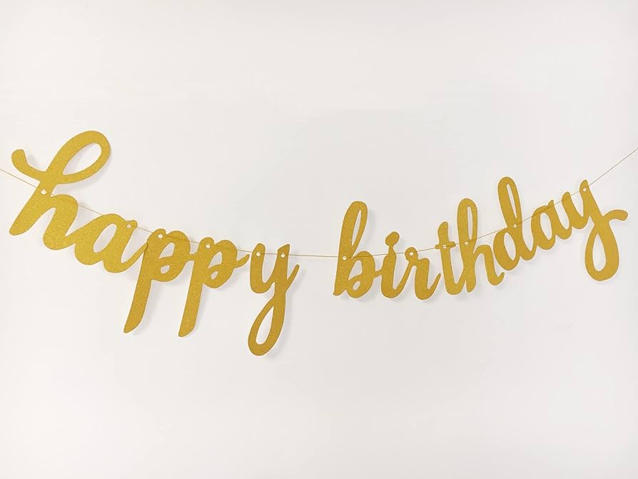 happy birthday banner printable gold
