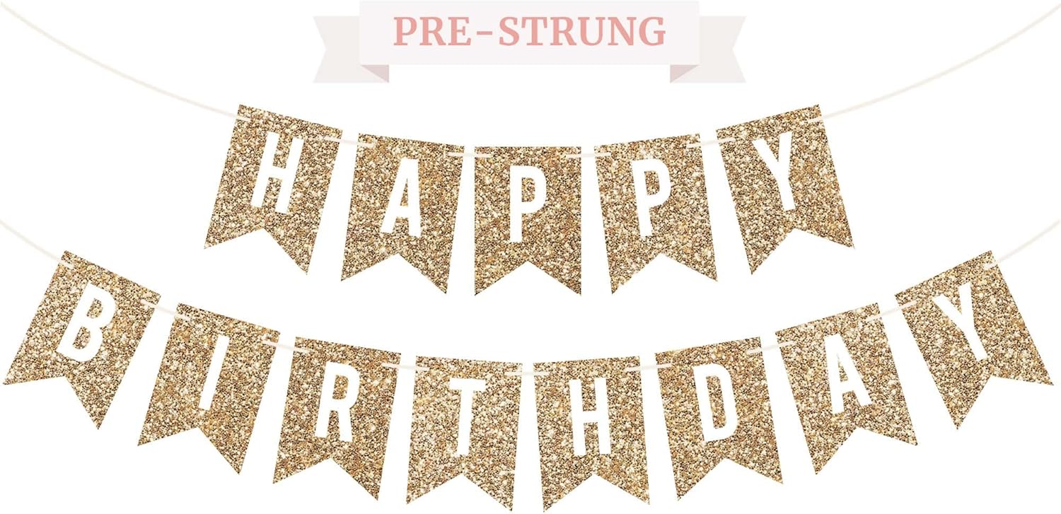 happy birthday banner printable gold