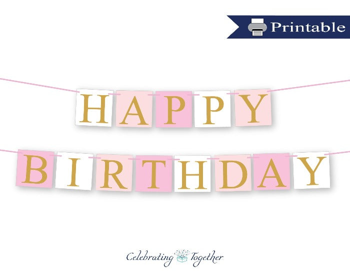 happy birthday banner printable gold
